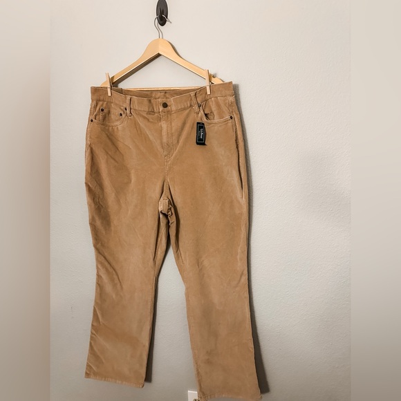 NWT LL Bean Khaki Corduroy Bootcut Pants 20W Everyday Stretch fall winter - Picture 1 of 9